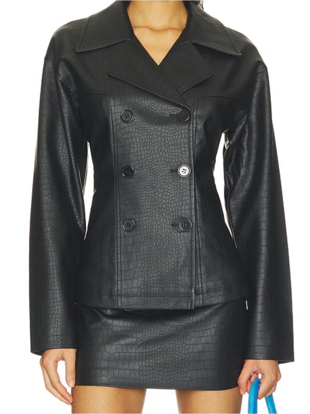 New Superdown Caroline croc faux leather fitted blazer and mini skirt set